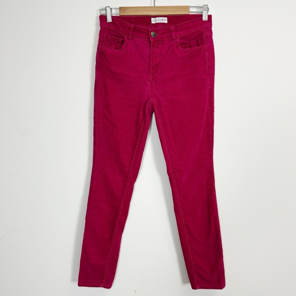 Loft Velvet Pants Womens 27 4 Bright Pink Skinny Cotton Blend